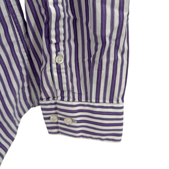 Apt. 9 Mens Purple & White Striped Button-Down Shirt Size L Cotton - Picture 5 of 11